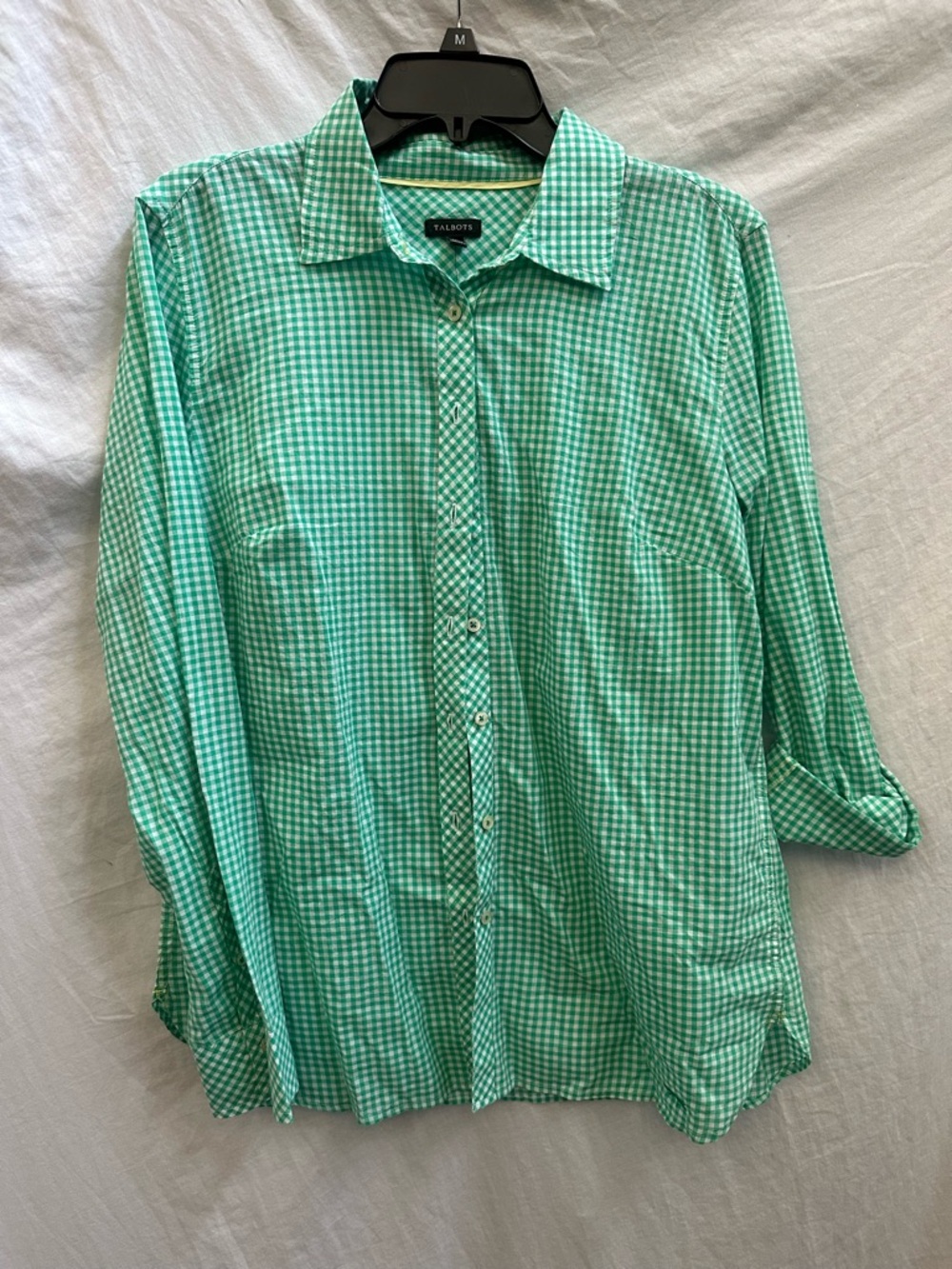 Talbots Mint Green Gingham Button-Down Shirt